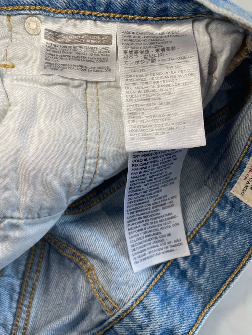 Levi's 501 button front Light Blue Distressed Denim Cutoff Shorts - Picture 9 of 11